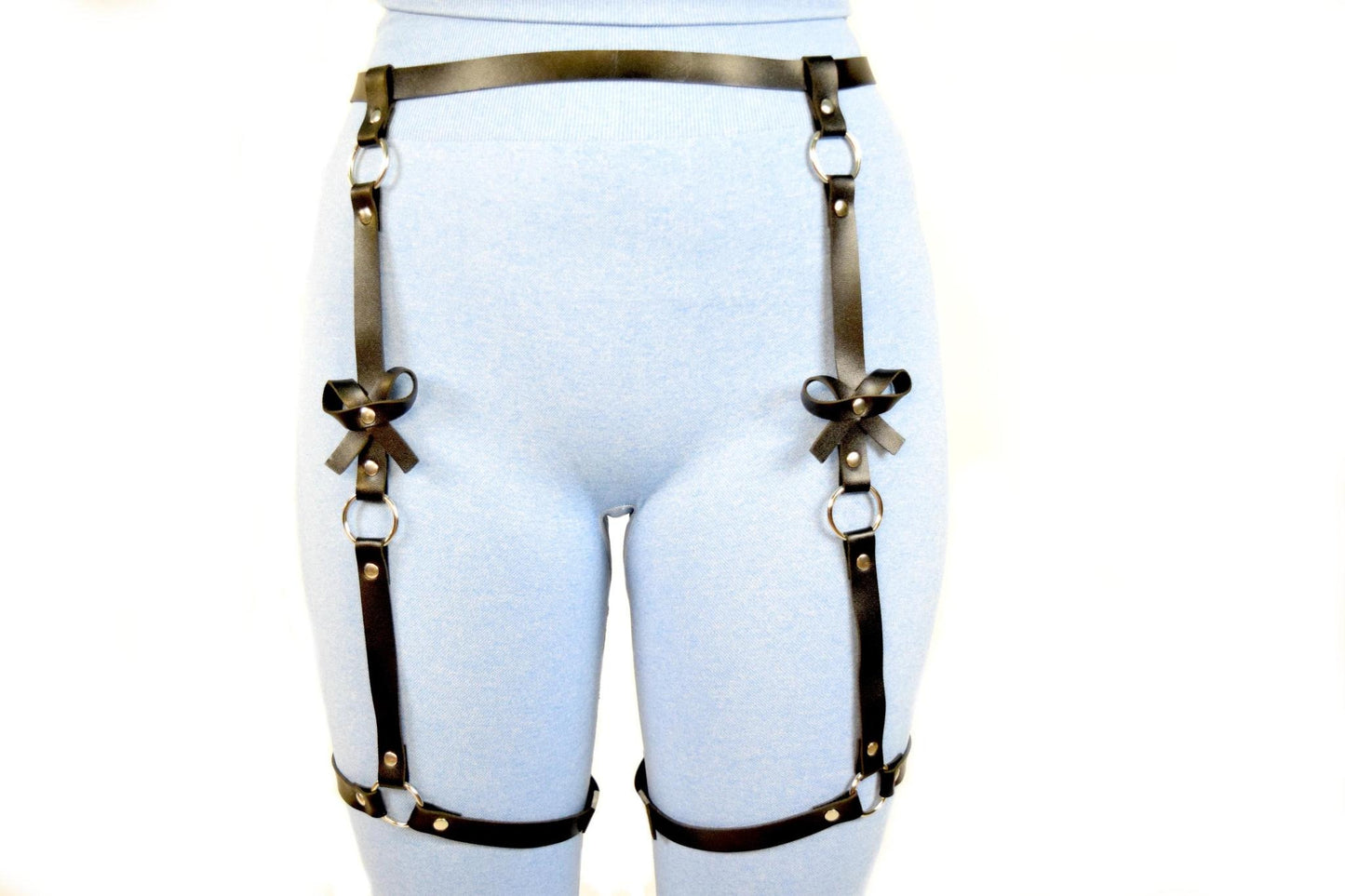 Faux leather harness lingerie black