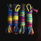 set aus vier farbigen shibari seilen - rainbow bondage rope set